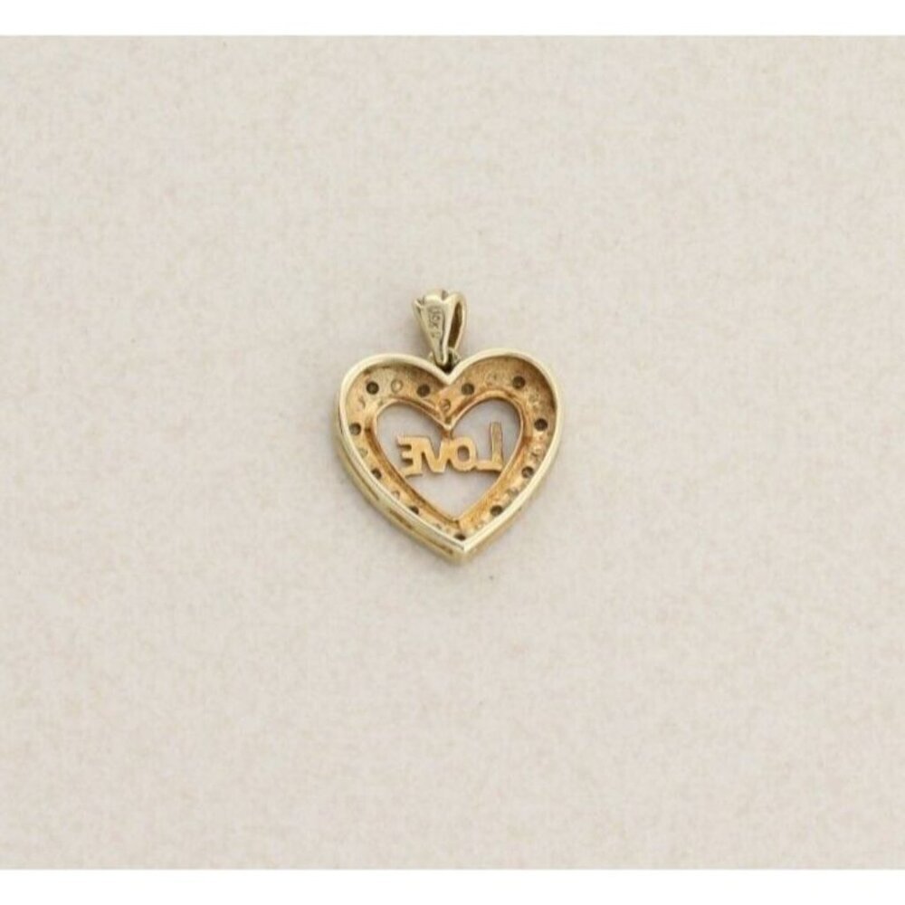 Pendant Only 10k Yellow Gold Diamond Love Heart Pendant - Picture 2 of 6